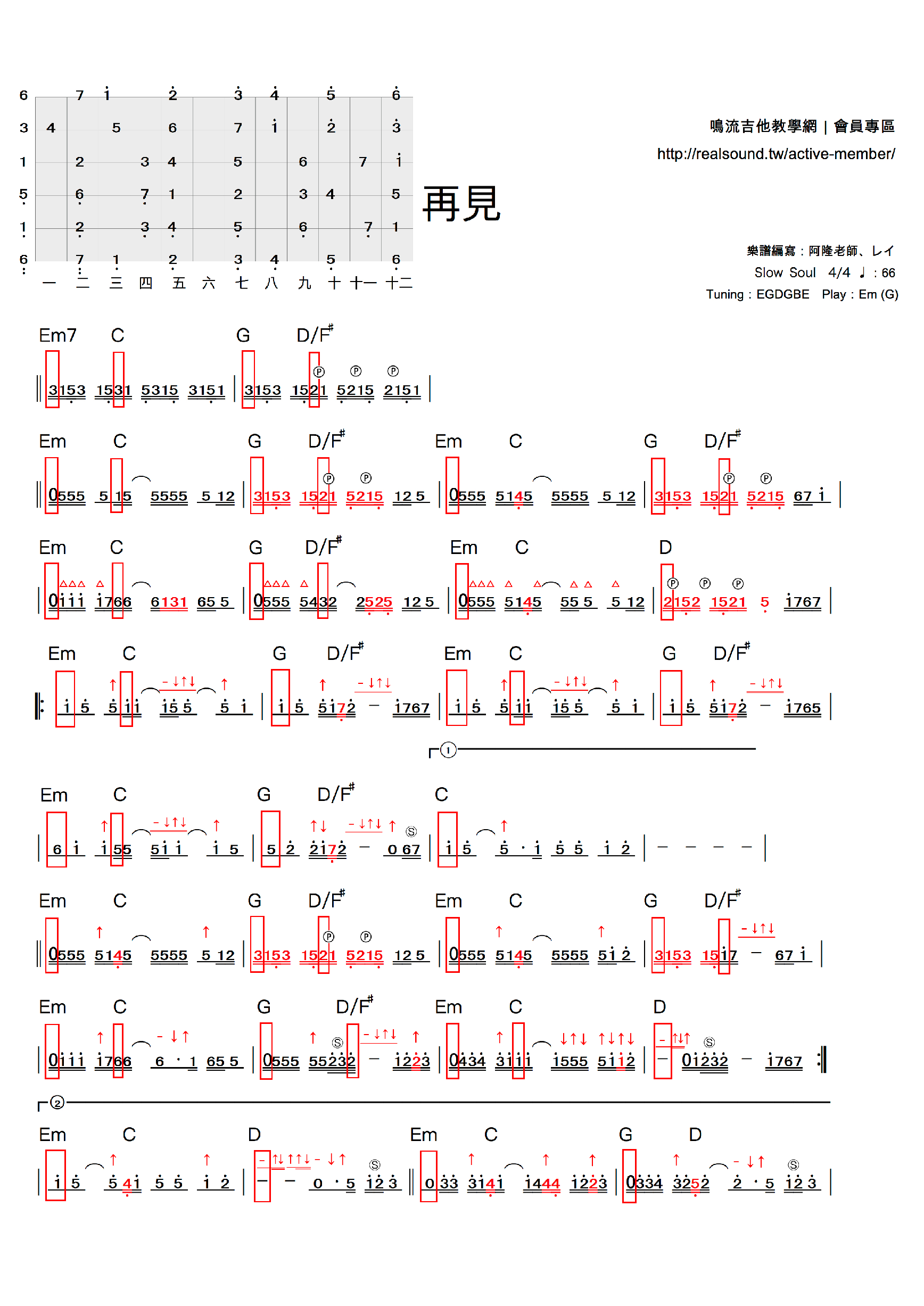 再見-吉他譜