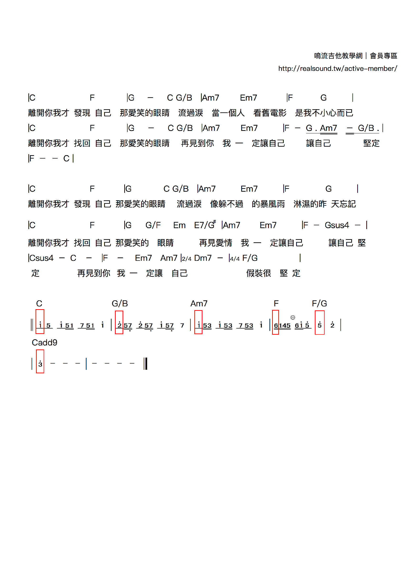 愛笑的眼睛-簡譜